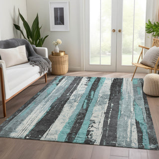 Piper Looms Chantille Stripes ACN1872 Teal Machine Washable Area Rug Lifestyle Image Feature