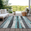 Piper Looms Chantille Stripes ACN1872 Teal Machine Washable Area Rug Outdoor Lifestyle Image Feature