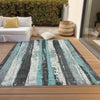 Piper Looms Chantille Stripes ACN1872 Teal Machine Washable Area Rug Outdoor Lifestyle Image Feature