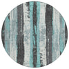 Piper Looms Chantille Stripes ACN1872 Teal Machine Washable Area Rug Round Main Image