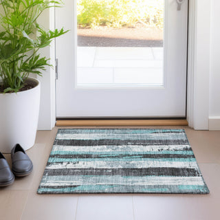 Piper Looms Chantille Stripes ACN1872 Teal Machine Washable Area Rug Scatter Lifestyle Image Feature