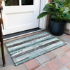 Piper Looms Chantille Stripes ACN1872 Teal Machine Washable Area Rug Scatter Outdoor Lifestyle Image Feature