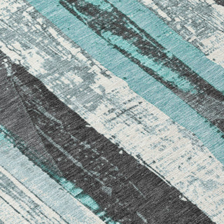 Piper Looms Chantille Stripes ACN1872 Teal Machine Washable Area Rug Swatch Image