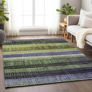 Piper Looms Chantille Stripes ACN1873 Aloe Machine Washable Area Rug Lifestyle Image Feature