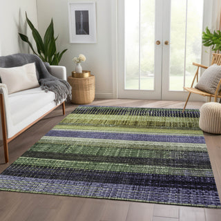 Piper Looms Chantille Stripes ACN1873 Aloe Machine Washable Area Rug Lifestyle Image Feature