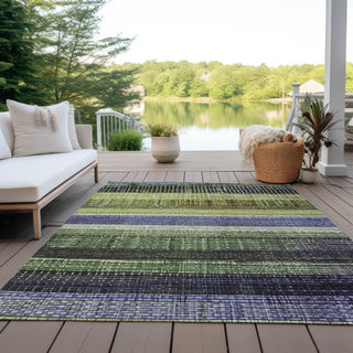 Piper Looms Chantille Stripes ACN1873 Aloe Machine Washable Area Rug Outdoor Lifestyle Image Feature