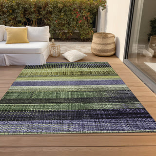 Piper Looms Chantille Stripes ACN1873 Aloe Machine Washable Area Rug Outdoor Lifestyle Image Feature
