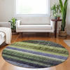 Piper Looms Chantille Stripes ACN1873 Aloe Machine Washable Area Rug Round Lifestyle Image Feature
