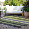 Piper Looms Chantille Stripes ACN1873 Aloe Machine Washable Area Rug Round Outdoor Lifestyle Image Feature