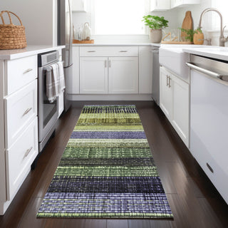 Piper Looms Chantille Stripes ACN1873 Aloe Machine Washable Area Rug Runner Lifestyle Image Feature