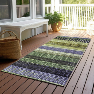 Piper Looms Chantille Stripes ACN1873 Aloe Machine Washable Area Rug Runner Outdoor Lifestyle Image Feature