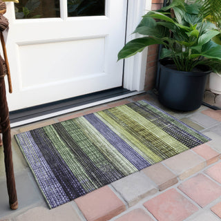Piper Looms Chantille Stripes ACN1873 Aloe Machine Washable Area Rug Scatter Outdoor Lifestyle Image Feature