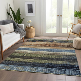 Piper Looms Chantille Stripes ACN1873 Blue Machine Washable Area Rug Lifestyle Image Feature