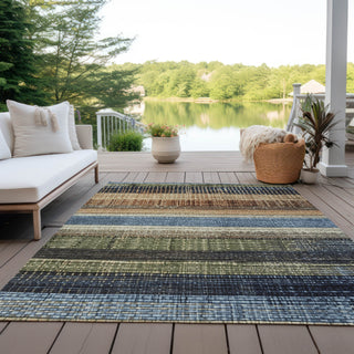Piper Looms Chantille Stripes ACN1873 Blue Machine Washable Area Rug Outdoor Lifestyle Image Feature