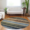 Piper Looms Chantille Stripes ACN1873 Blue Machine Washable Area Rug Round Lifestyle Image Feature