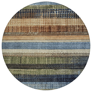 Piper Looms Chantille Stripes ACN1873 Blue Machine Washable Area Rug Round Main Image