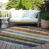 Piper Looms Chantille Stripes ACN1873 Blue Machine Washable Area Rug Round Outdoor Lifestyle Image Feature