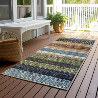 Piper Looms Chantille Stripes ACN1873 Blue Machine Washable Area Rug Runner Outdoor Lifestyle Image Feature