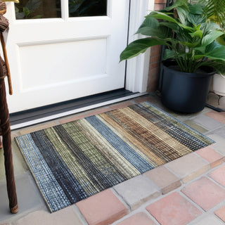 Piper Looms Chantille Stripes ACN1873 Blue Machine Washable Area Rug Scatter Outdoor Lifestyle Image Feature
