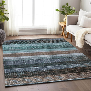 Piper Looms Chantille Stripes ACN1873 Teal Machine Washable Area Rug Lifestyle Image Feature