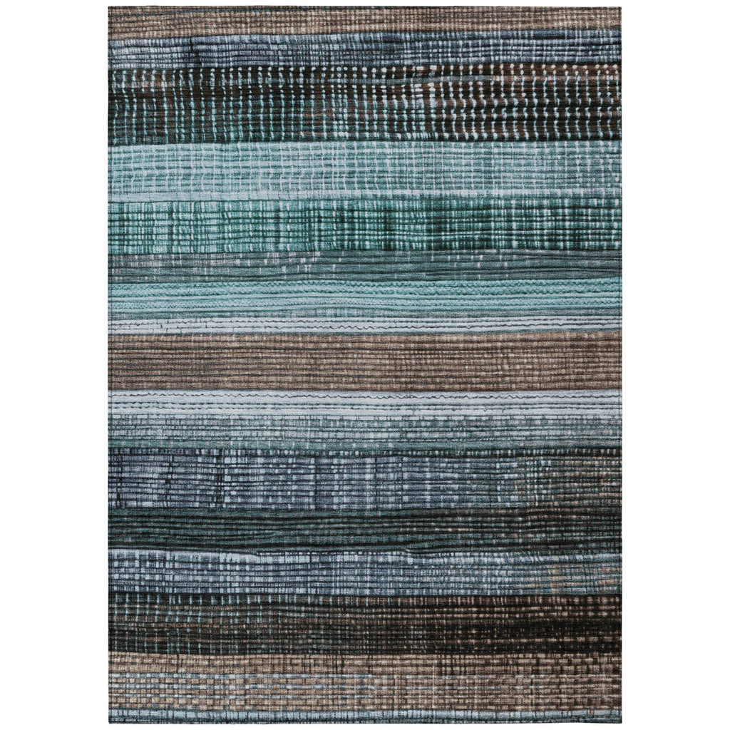 Piper Looms Chantille Stripes ACN1873 Teal Machine Washable Area Rug main image