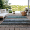 Piper Looms Chantille Stripes ACN1873 Teal Machine Washable Area Rug Outdoor Lifestyle Image Feature