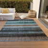 Piper Looms Chantille Stripes ACN1873 Teal Machine Washable Area Rug Outdoor Lifestyle Image Feature