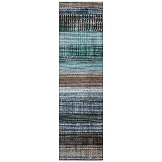 Piper Looms Chantille Stripes ACN1873 Teal Machine Washable Area Rug Runner Main Image