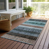 Piper Looms Chantille Stripes ACN1873 Teal Machine Washable Area Rug Runner Outdoor Lifestyle Image Feature