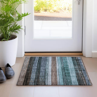 Piper Looms Chantille Stripes ACN1873 Teal Machine Washable Area Rug Scatter Lifestyle Image Feature