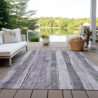 Piper Looms Chantille Stripes ACN1874 Lavender Machine Washable Area Rug Outdoor Lifestyle Image Feature