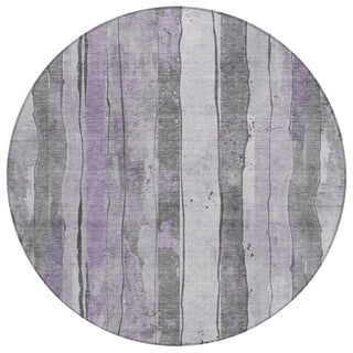 Piper Looms Chantille Stripes ACN1874 Lavender Machine Washable Area Rug Round Main Image
