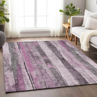 Piper Looms Chantille Stripes ACN1874 Pink Machine Washable Area Rug Lifestyle Image Feature