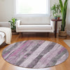 Piper Looms Chantille Stripes ACN1874 Pink Machine Washable Area Rug Round Lifestyle Image Feature