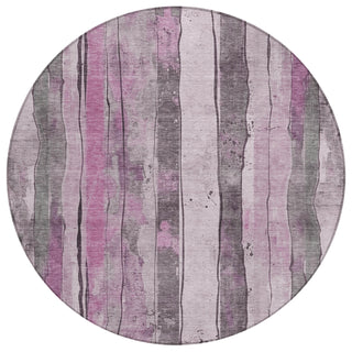 Piper Looms Chantille Stripes ACN1874 Pink Machine Washable Area Rug Round Main Image