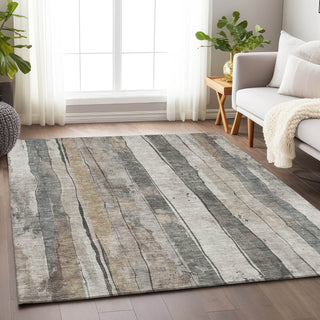Piper Looms Chantille Stripes ACN1874 Putty Machine Washable Area Rug Lifestyle Image Feature