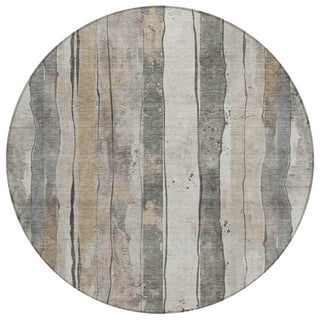 Piper Looms Chantille Stripes ACN1874 Putty Machine Washable Area Rug Round Main Image