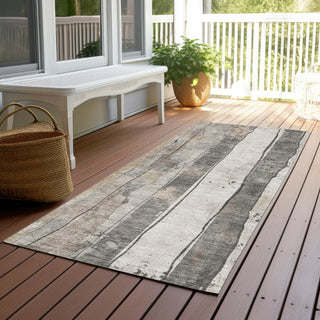 Piper Looms Chantille Stripes ACN1874 Putty Machine Washable Area Rug Runner Outdoor Lifestyle Image Feature