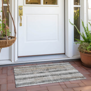 Piper Looms Chantille Stripes ACN1874 Putty Machine Washable Area Rug Scatter Outdoor Lifestyle Image Feature