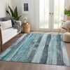 Piper Looms Chantille Stripes ACN1874 Teal Machine Washable Area Rug Lifestyle Image Feature