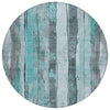 Piper Looms Chantille Stripes ACN1874 Teal Machine Washable Area Rug Round Main Image