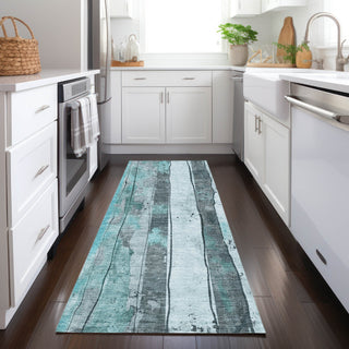 Piper Looms Chantille Stripes ACN1874 Teal Machine Washable Area Rug Runner Lifestyle Image Feature