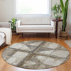 Piper Looms Chantille Geometric ACN1875 Beige Machine Washable Area Rug Round Lifestyle Image Feature