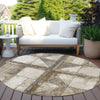 Piper Looms Chantille Geometric ACN1875 Beige Machine Washable Area Rug Round Outdoor Lifestyle Image Feature