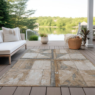 Piper Looms Chantille Geometric ACN1875 Copper Machine Washable Area Rug Outdoor Lifestyle Image Feature