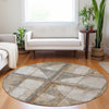 Piper Looms Chantille Geometric ACN1875 Copper Machine Washable Area Rug Round Lifestyle Image Feature