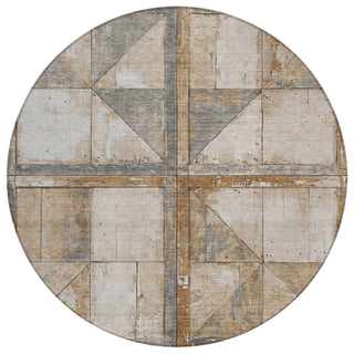 Piper Looms Chantille Geometric ACN1875 Copper Machine Washable Area Rug Round Main Image