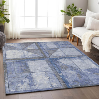 Piper Looms Chantille Geometric ACN1875 Denim Machine Washable Area Rug Lifestyle Image Feature