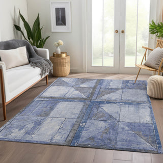 Piper Looms Chantille Geometric ACN1875 Denim Machine Washable Area Rug Lifestyle Image Feature