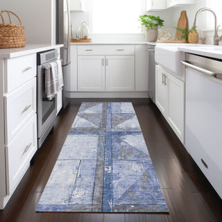 Piper Looms Chantille Geometric ACN1875 Denim Machine Washable Area Rug Runner Lifestyle Image Feature